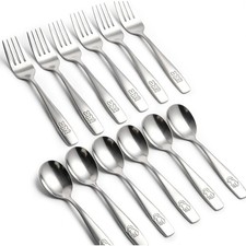 12PCS Toddler Utensils, Stainless Steel Silverware, Safe Toddler Forks and