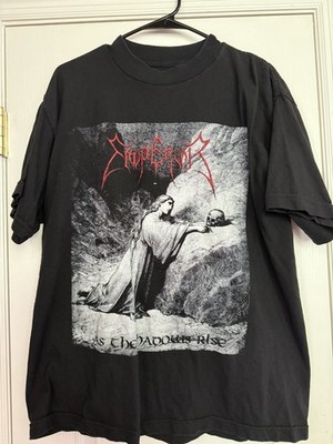 Emperor As The Shadows Rise L Shirt VTG 90s Black Metal Mayhem Darkthrone