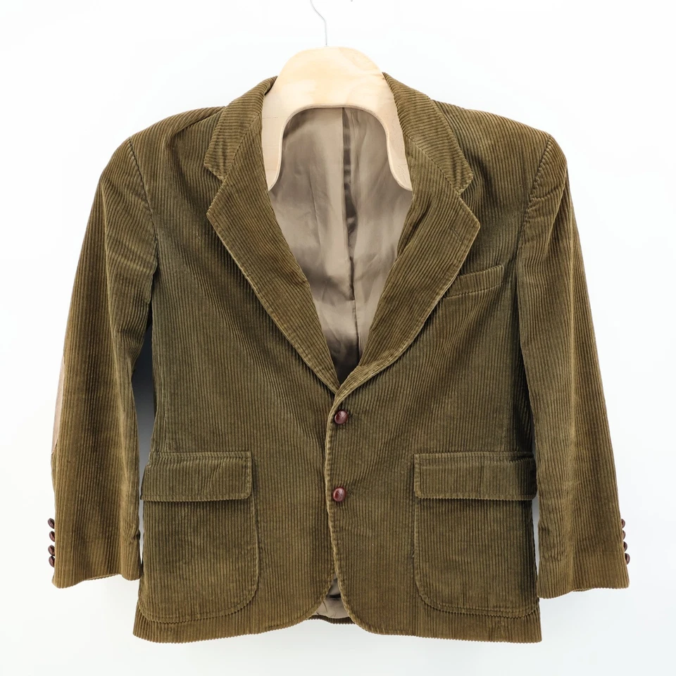 Vintage Lands End USA Mens Corduroy Blazer Brown Elbow Patches Fits Like a 40S - Image 2 of 4