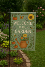 Garden Welcome Banner, Floral Outdoor Flag, Home Decor, Seasonal ... 