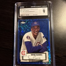 2021 Topps Chrome Platinum Anniversary ERNIE BANKS #617 Blue-Mini Diamond 98/199