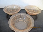 3 VINTAGE JEANETTE PINK DEPRESSION CHERRY BLOSSOM BERRY / FRUIT BOWLS 4 3/4"