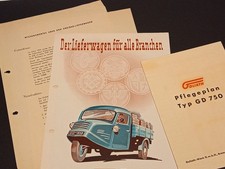 Prospekt Konvolut Goliath GD750 Lieferwagen LKW 1950 Auto Oldtimer 1950