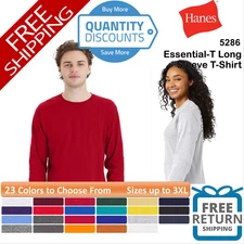 🔥 Hanes Essential-T Long Sleeve Cotton & Blends T-Shirt Up To 3XL 5286