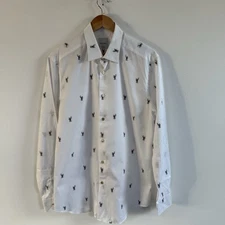 Paul Smith Shirt Mens Medium 16 White Button Up Animal Monkey Print Italy