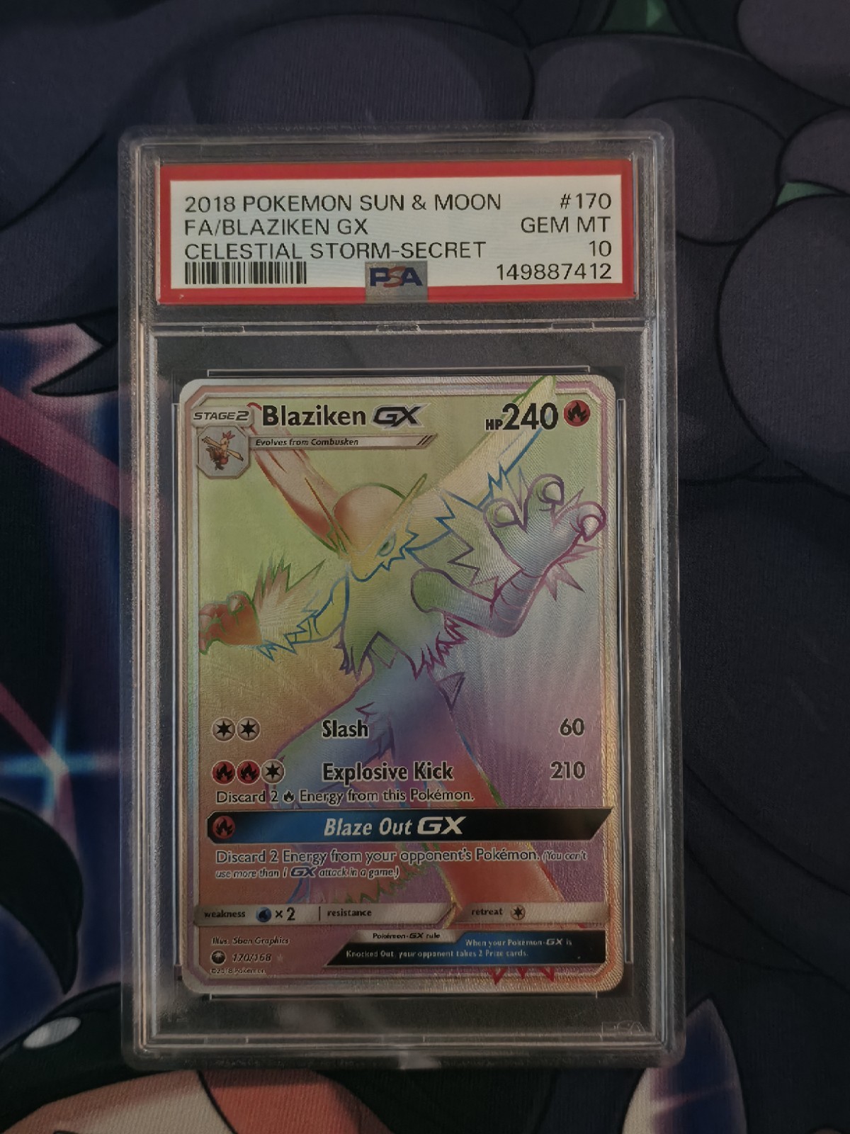 POKEMON CELESTIAL STORM BLAZIKEN GX #170 SECRET RARE PSA 10 GEM MINT