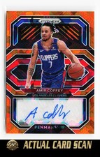 2020-21 Panini Prizm #PE-AMI Amir Coffey Penmanship Prizms Orange Ice
