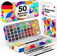 50 Aquarellfarben Set – Leuchtende Farben In Tragbarer Box | Metallic- & Fluores