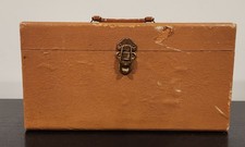 Vintage Double-Wide Wood 45 rpm Record Tote Brown Good Condition