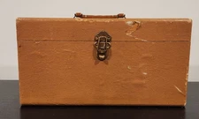 Vintage Double-Wide  Wood  45 rpm Record Tote  Brown  Good Condition