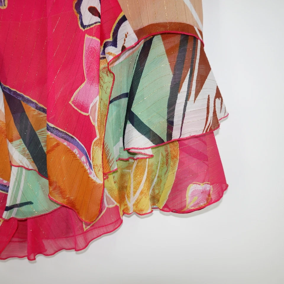 Falda Para Mujer Nygard 12 Estampado Multicolor De Colección Años 90 Hada Volantes Asimétrica Foto 4 de 4