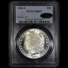 1880-S MORGAN SILVER DOLLAR ✪ PCGS MS-67 CAC ✪ $1 COIN UNCIRCULATED 817◢TRUSTED◣