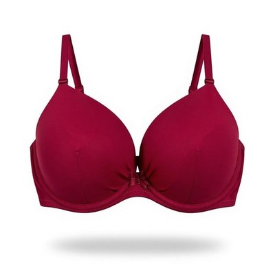 Adore Me Burgundy Lace Trim Push Up Plunge Bra 34DDD Underwire Plunge Sexy Date
