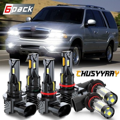 For Lincoln Navigator 2003 2004 2005 2006 6x 6000K LED Headlight Fog Light Bulbs