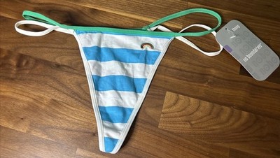Vtg Cotton Low-Rise Double String Thong Panties Sz 6 NoBo No Boundaries Rainbow