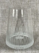 Crate & Barrel Clear Etched Glass Tapered Bulb Vase Grass / Wheat Design 5”