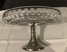 Vintage Silver Plated Cake Stand With Crystal Plate