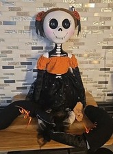 Halloween Skeleton Doll Shelf Sitter Hallows Eve Plush Spooky Gothic Decor 27"