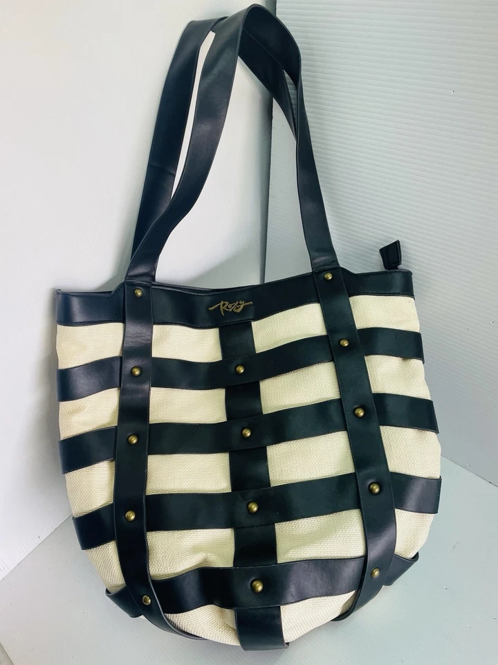 Roxy Women’s Top Handle Zip Up Studded Beach Shopping Tote Travel Satchel Bag - image 2 of 4