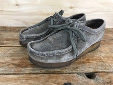 Clarks Original Gray Suede Leather Wallabee Crepe Womens Size 7.5 M Chukka