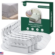 Heavy Duty Bed Sheet Holders, 4 Pack, Universal Fit, Anti-Break Straps, White