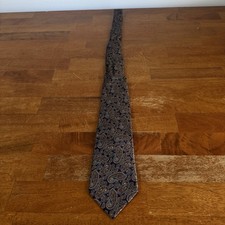 geoffrey beene 100 Silk Men s Tie Navy Blue Rust Beige Paisley
