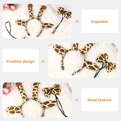 Giraffe Headdress Set Miss Kids Accessories Ears Headband Tail Costume - Picture 5 of 12