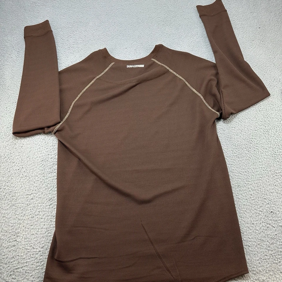 Realtree Shirt Mens Medium Brown Midweight Performance Thermal Top Waffle Print - Image 4 of 4