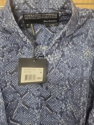 The Kooples Men Blue Snake  Button Down Long Sleeve Medium Fitted New With Tags