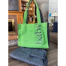 Kate Spade New York Navy Green Canvas Baby Tote with Matching Changing Pad
