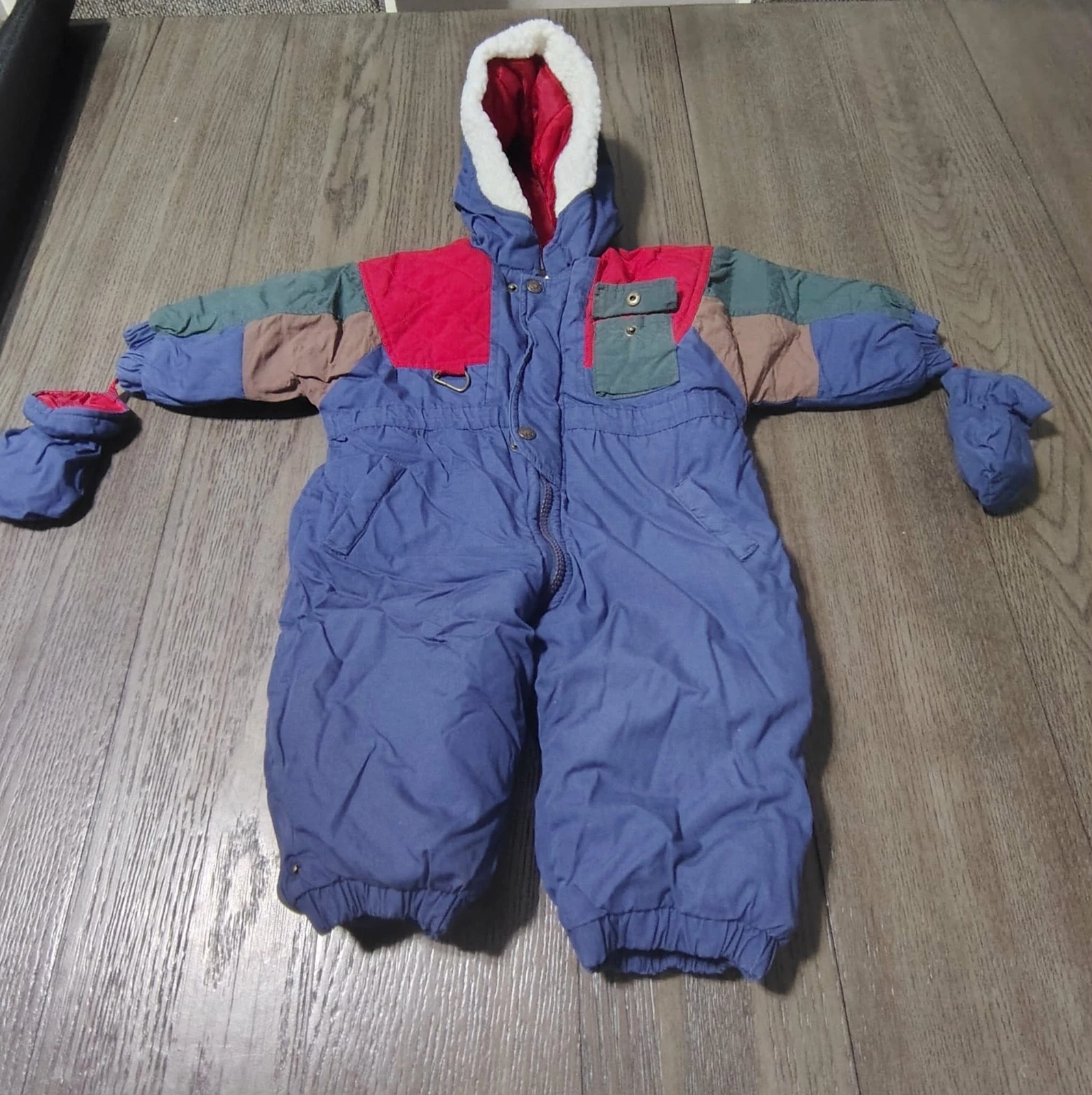 Vintage Weather Tamer 90s Snow Suit Size 12 Month Baby Detachable Gloves
