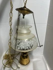 Vintage/Mid Century 10" Milk Glass Globe Ball Hanging Pendant Light Fixture