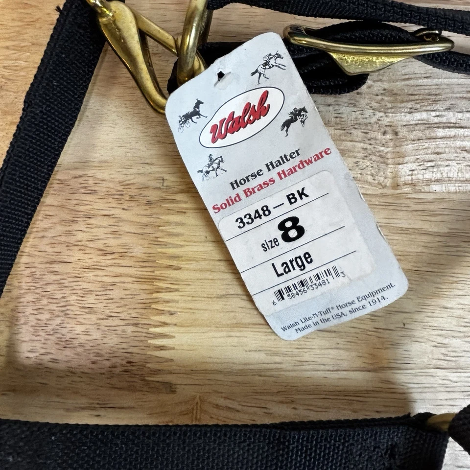 Halter Walsh Caballo Negro 1" Grande Talla 8 Nylon Latón Sólido Herrajes Nuevo con Etiquetas Foto 3 de 4