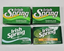 Lot of 4 Different Vintage Irish Spring Bar Soap Original Moisture Blast 17.75Oz