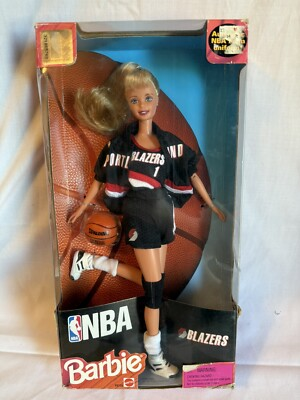 #ad Vintage Barbie NBA Portland Trailblazers Basketball 1998 Mattel New In Box $30.00