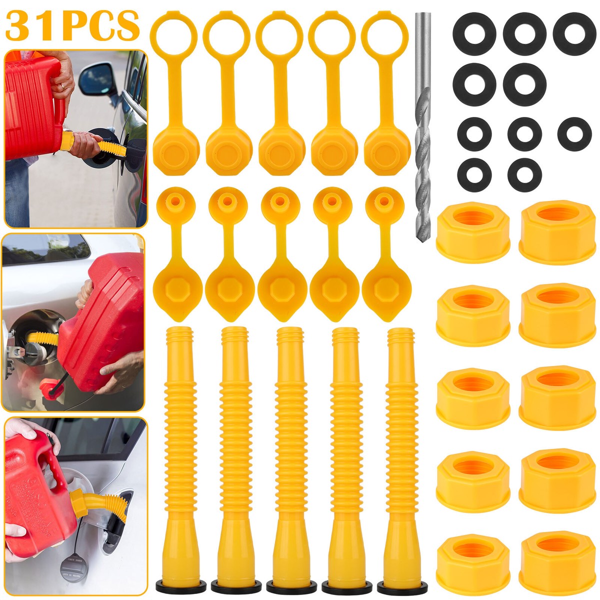 Gas Can Spout Nozzle Vent Kit Fit Replacement For Plastic Gas Cans