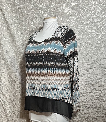 Top con dobladillo de contraste en capas KarenKane talla M (talla 8/10) negro azulado blanco marrón - Imagen 5 de 12