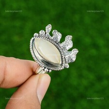 Gift For Women Stackable Adjustable Ring 925 Silver Natural Moonstone Gemstone