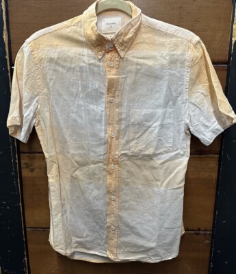 BILLY REID Men's Slim Fit Button Up Shirt Orange White Size Small Lightweight