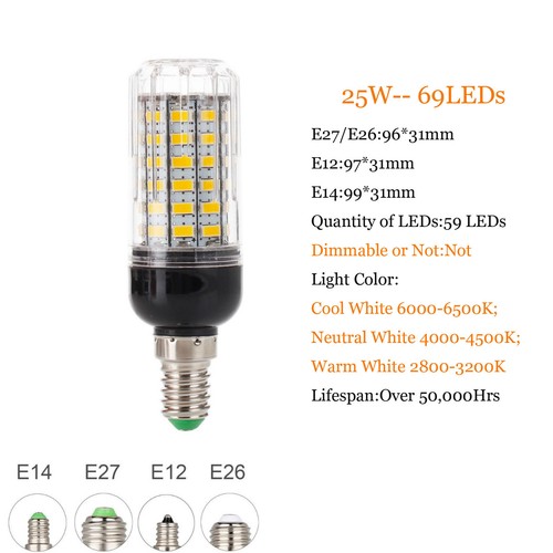 E27 E14 LED Mais Birne 5730 SMD 9W 12W 15W 20W 25W 30W 35W Helle weiße Lampe - Bild 8 von 23