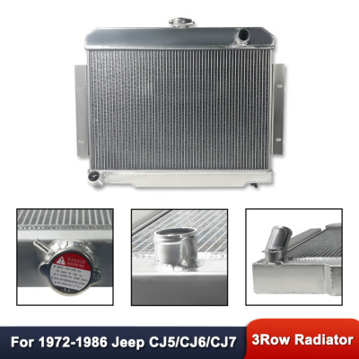 For 1972-1986 Jeep CJ5/CJ6/CJ7 3.8L 4.2L 5.0L Aluminum 3-Row Cooling ...