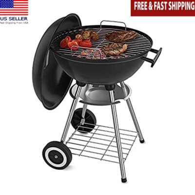 18'' Portable Charcoal Grill W/ 4 Legs & Wheels Outdoor BBQ Cooking Bowl New
