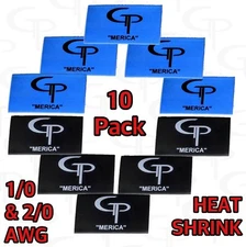 10) 2/0 or 1/0 AWG Gauge Heat Shrink Tube Ring Terminal Tubing 5 Blue 5 Black