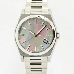Montre Bracelet Gucci Panthéon 115,4 Quartz Acier Inoxydable Coque Noire Montre Occasion