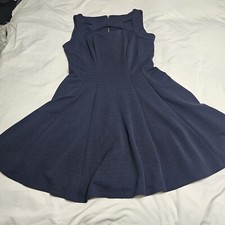 GABBY SKYE Navy Fit & Flare Dress Stretchy Criss Cross Cut Out Size 12