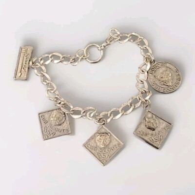 VINTAGE CUB SCOUT BSA STERLING SILVER FIVE CHARM BRACELET JEWELRY