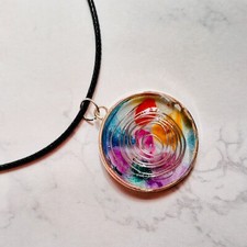    Handmade Orgone Pendant with 6 Chakra Colors  Spiral Wire
