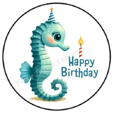 HAPPY BIRTHDAY SEAHORSE ENVELOPE SEALS LABELS STICKERS PARTY FAVORS