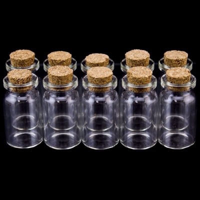 10pcs Mini Clear Glass Bottles Glass Vials Wishing Bottles With Corks Pendants