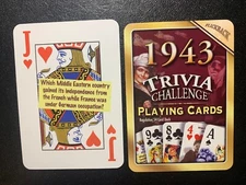 Swap Playing Card  LEBANON GAINS INDEPENDENCE   1943 TRIVIA  JACK  OF HEARTS